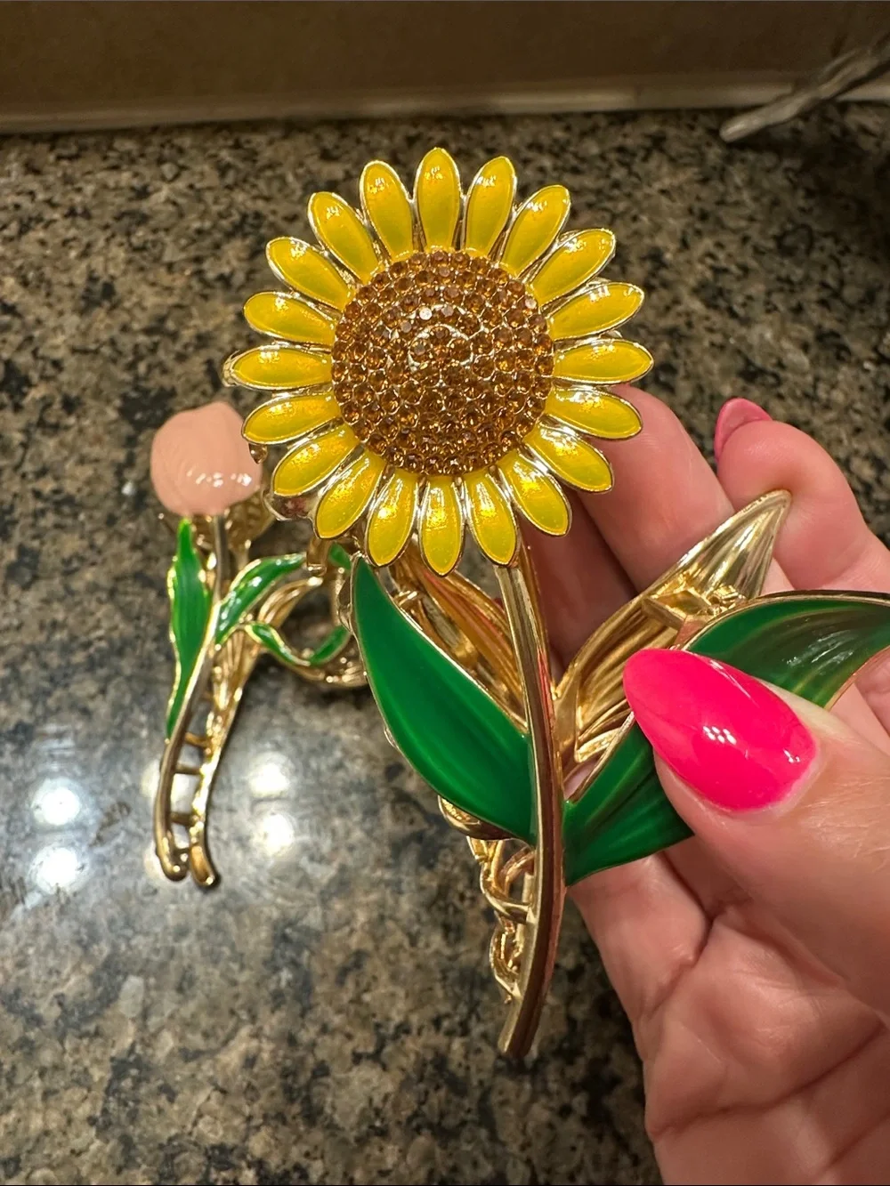 Floral Enamel Sunflower and Tulip Hair Clips